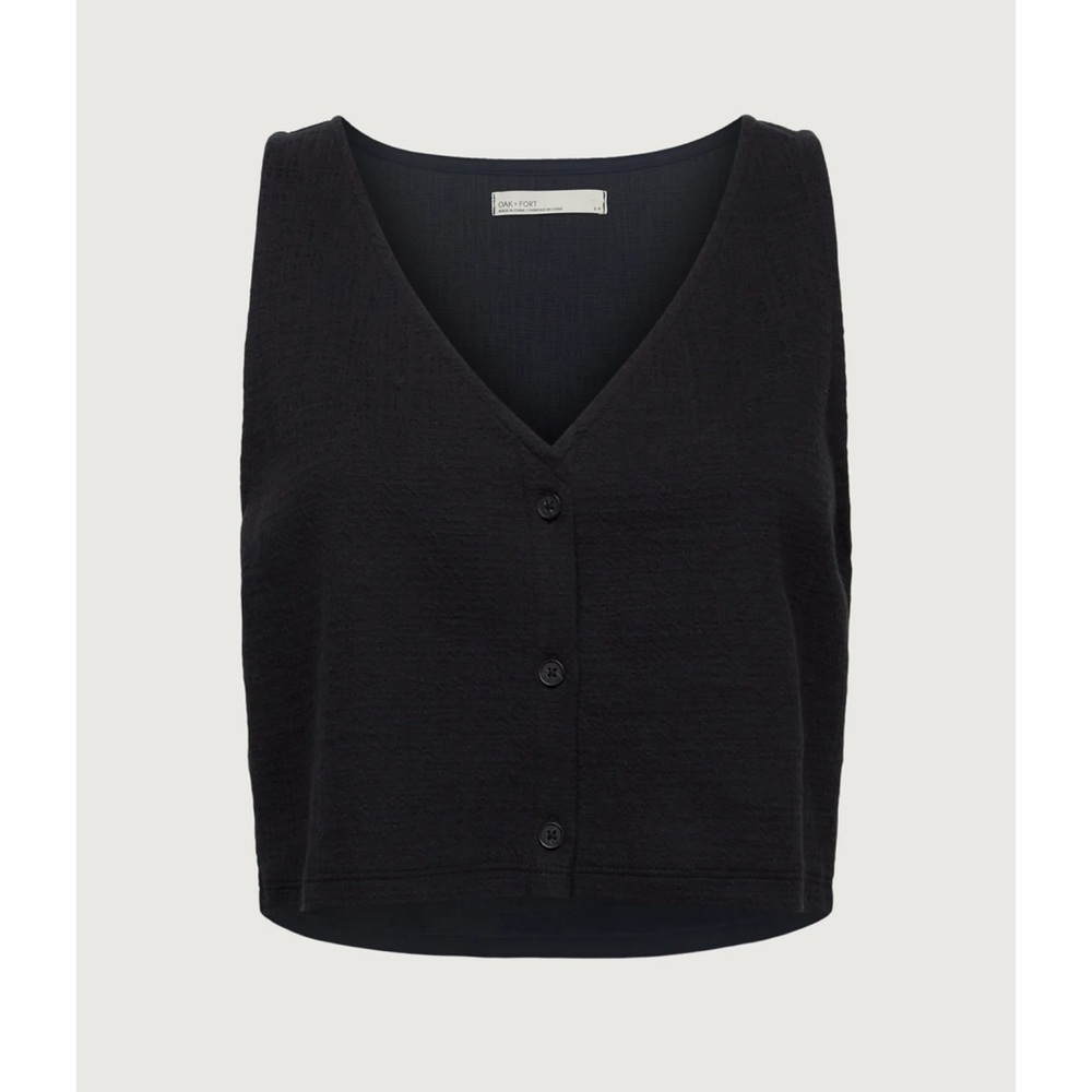 OAK + FORT BUTTON FRONT VEST TANK Gauzy XS Black - Picture 4 of 11
